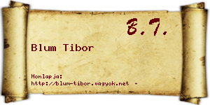 Blum Tibor névjegykártya